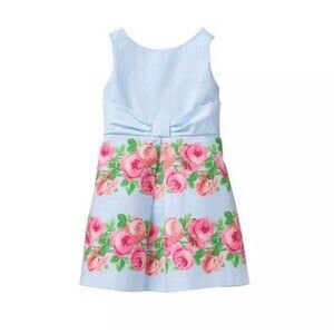 Janie & Jack All Abloom PLEATED ROSE DRESS Spring Floral Aqua Size 6